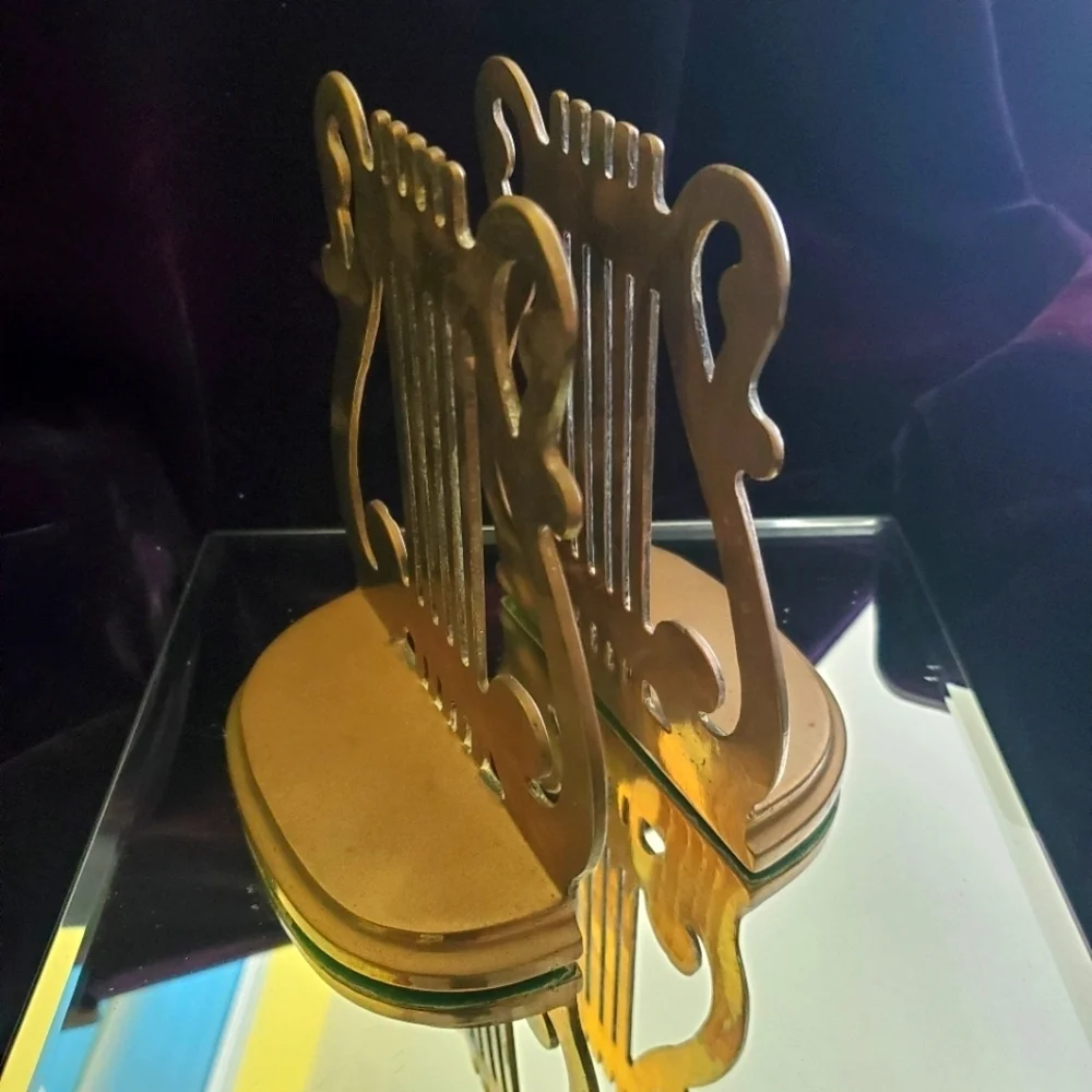Solid Brass Music Harp  Bookends
